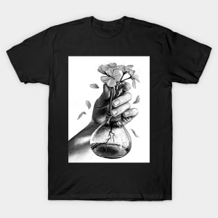 Gaia mother earth black and white bottle - earth T-Shirt